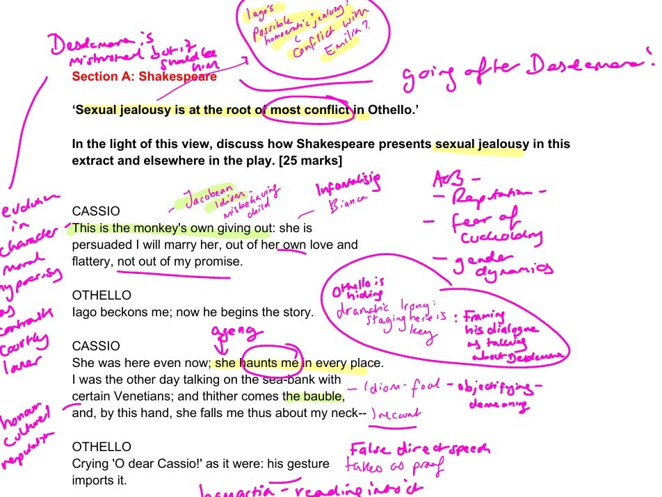 Othello Act 1, Sc.6 extract annotated