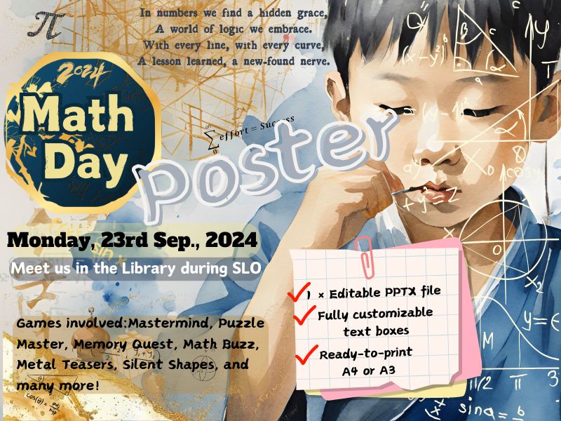 Editable Math Day PPT Poster Template | School Event Display | Printable Math Activity Day Flyer