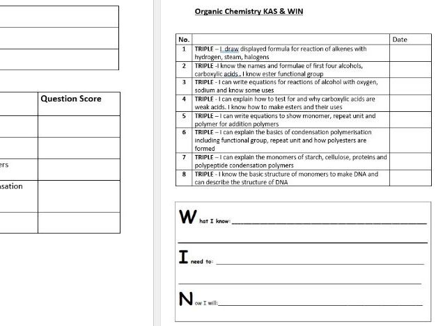 GCSE - Organic Chemistry Work booklets