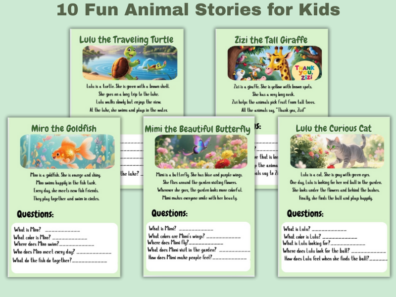 10 Printable Animal Stories for Kids – Reading & Comprehension Activities
