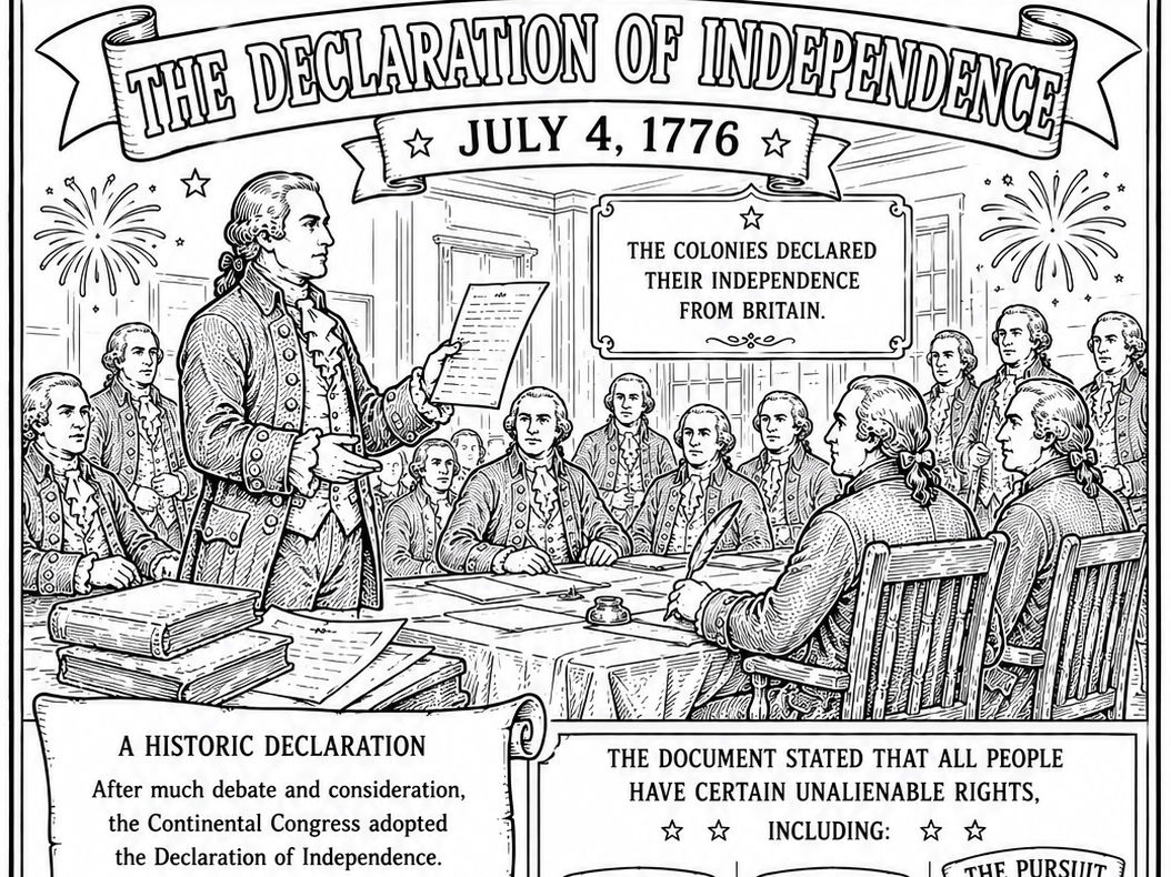 Bundle of 10 Key Events of American Independence Revolution Colouring Worksheets