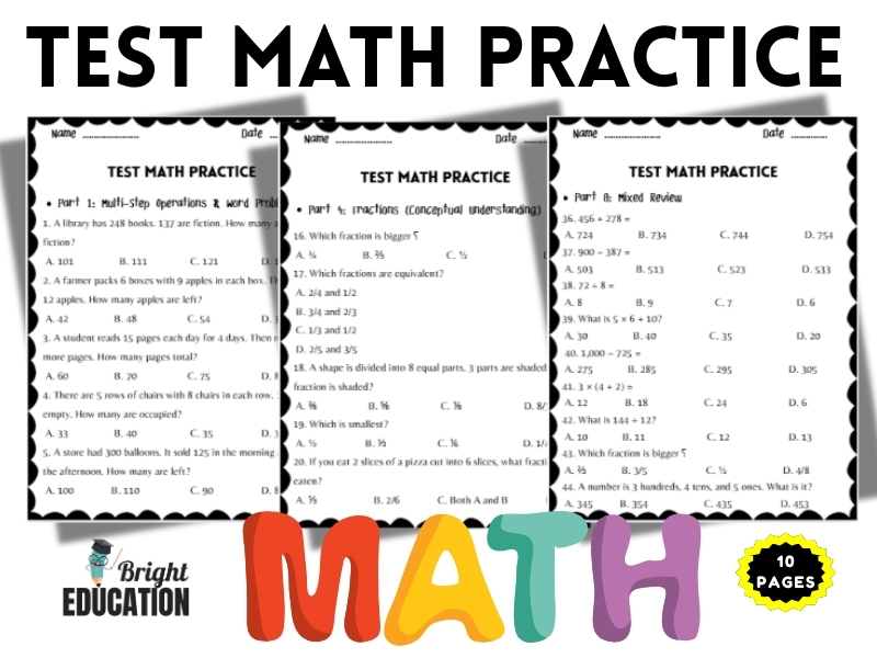 Test Math Practice – Math Test Review for 2nd and 3rd Grade
