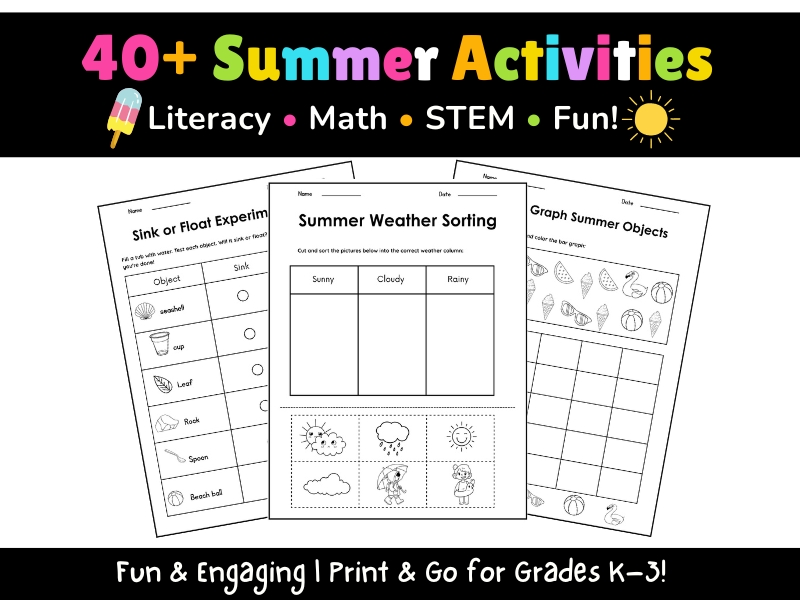 40+ Summer Activities for Grades K–3 | Literacy, Math, STEM, Coloring & More