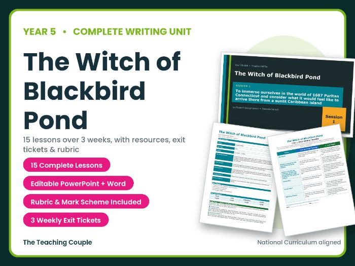 The Witch of Blackbird Pond | Year 5 English Unit | 15 Complete Lessons + Resources + Mark Scheme