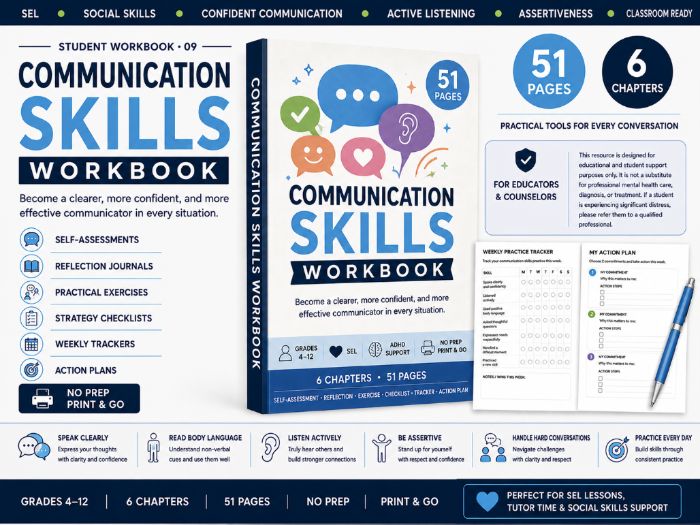 Communication Skills Workbook for Students | SEL, Social Skills & Assertiveness Activities