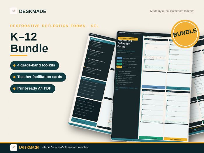 Restorative Reflection Forms Bundle | K–12 | Behaviour | SEL
