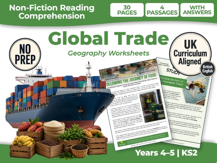 Global Trade KS2 Reading Comprehension | Geography Worksheets | Years 4–5