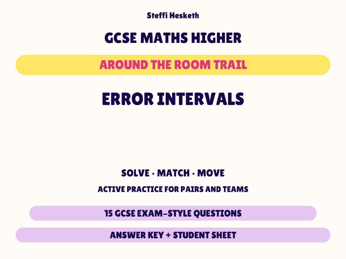 GCSE Higher Maths Error Intervals | Around the Room Trail
