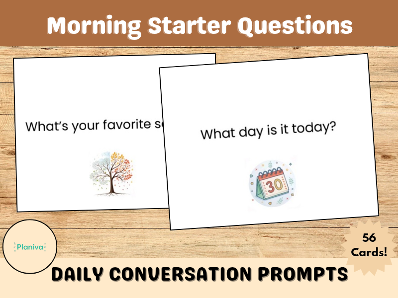 Morning Starter Questions – Set of 50 Cards | Daily Conversation Prompts for Kids