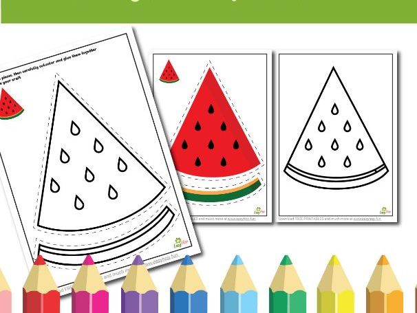 Watermelon Art & Craft Printable Pack | Cut, Color, and Glue Activity for Kids | 3-Page Digital Down