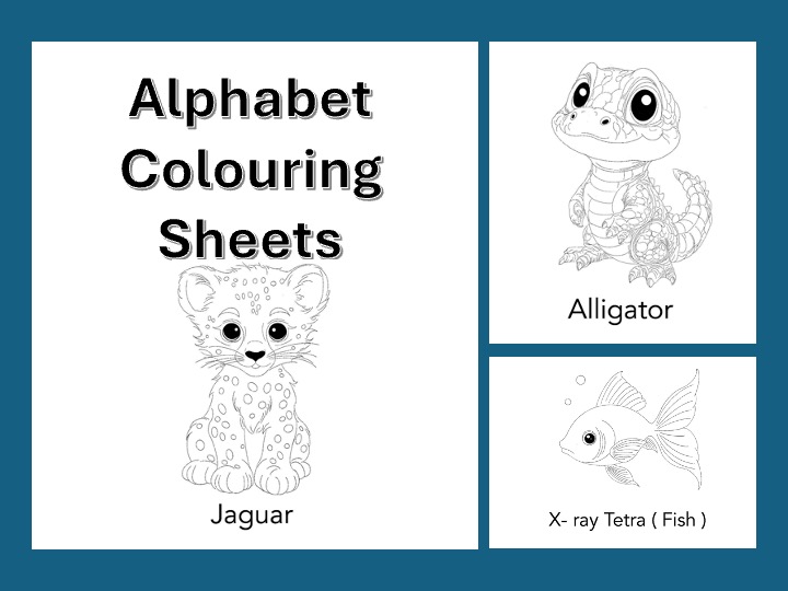 Animal Alphabet Colouring Sheets