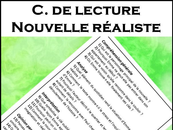 Compréhension de lecture - Nouvelle réaliste