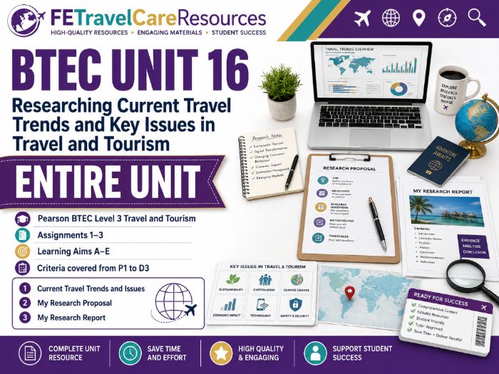 BTEC Level 3 Unit 16 Researching Travel Trends | Entire Unit