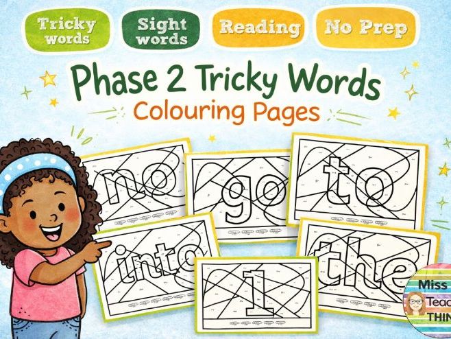 Phase 2 Tricky Words Colouring pages