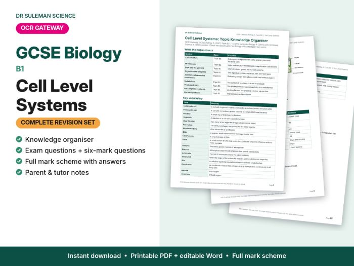 OCR Gateway GCSE Biology B1 Cell Level Systems Revision