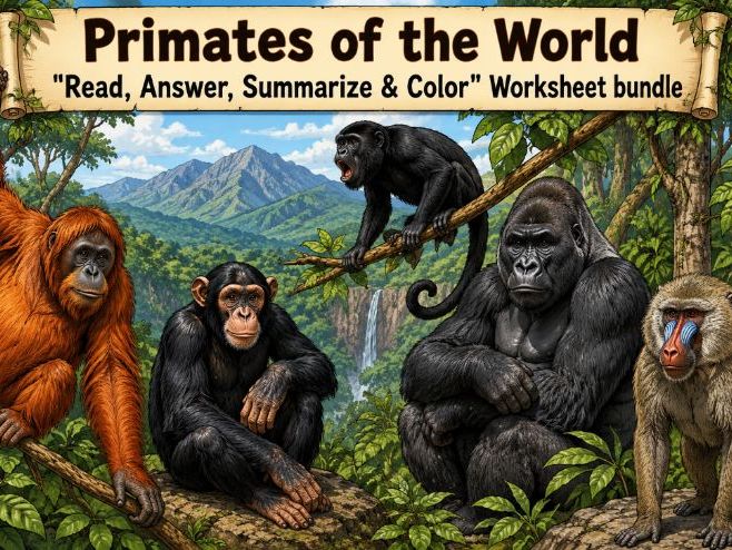 Primates of the World Assignment Bundle (26 Assignments)