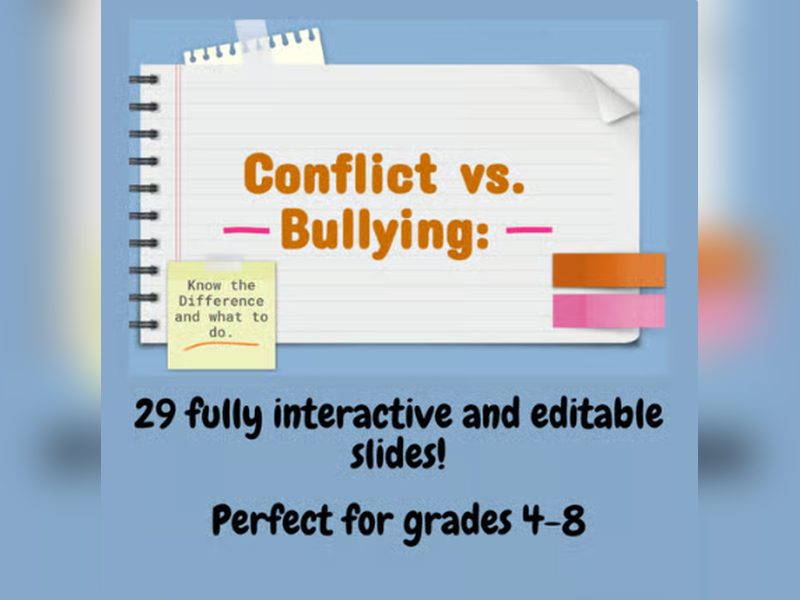 Conflict vs. Bullying | Google Slides | Grades 4–8 | SEL Bullying Prevention