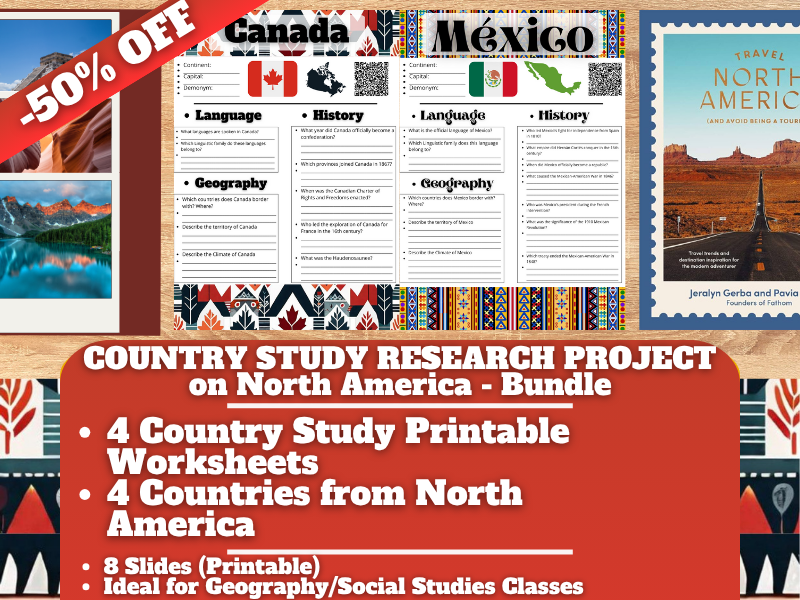 Country Study Research Project - North America - Social Studies Report - Bundle