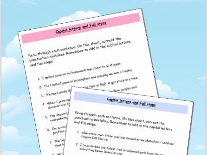 Adding Capital Letters and Full Stops – Two sentences