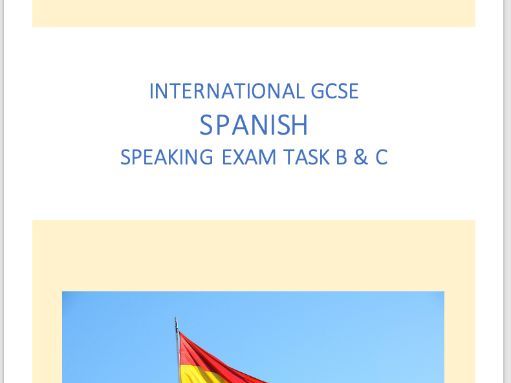 IGCSE Spanish Student Speaking Exam Questions in Topics A - E