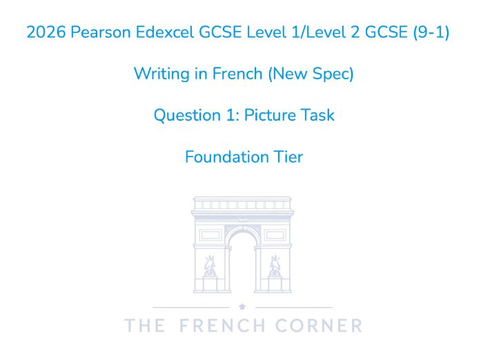 2026 Pearson Edexcel GCSE French – Writing Photo Task - Foundation Tier