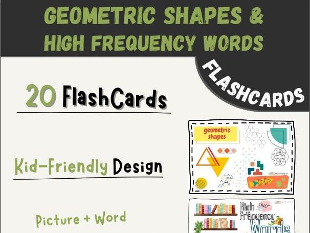 Geometric Shapes & High Frequency Words Flashcards | ESL Sight Words