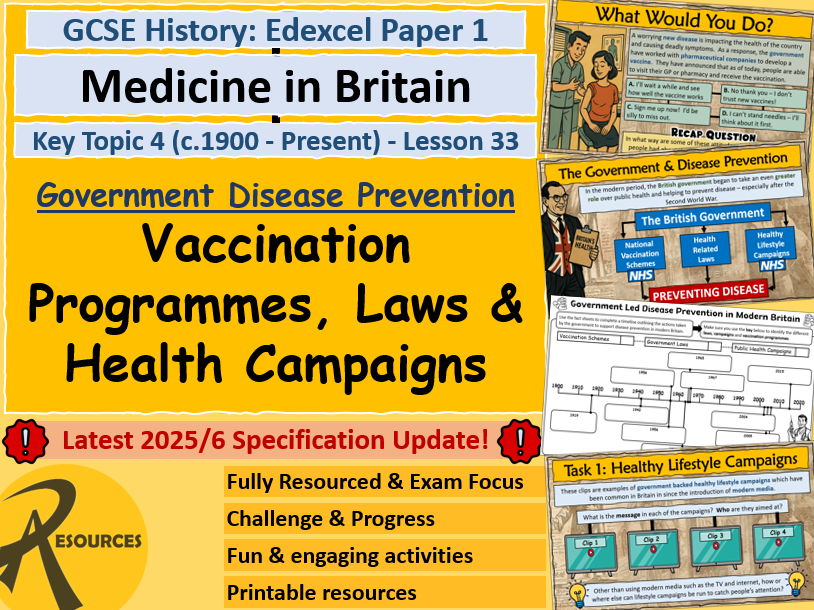 Disease Prevention Vaccines & Government - Medicine in Britain - GCSE History Edexcel - Lesson 33