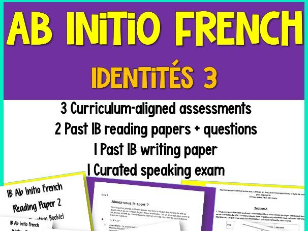 IB French Ab Initio Writing,Reading, Speaking | Identities | Exam Prep (3)