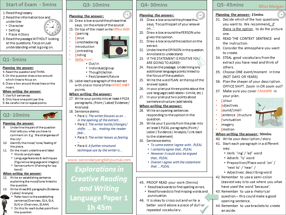 Aqa Gcse English Language Revision Notes Document In Photos Paper 1 ...