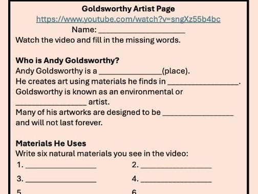 Art/Textiles - Goldsworthy Fill in the Gaps