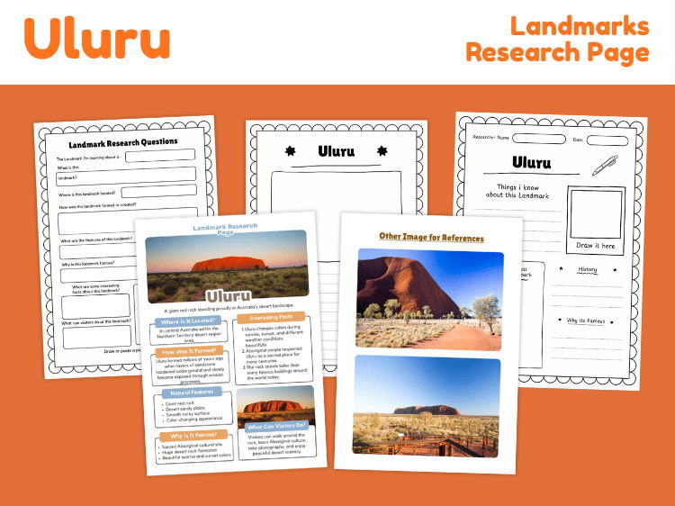 Uluru Landmark Research Project | Australia Geography Worksheets