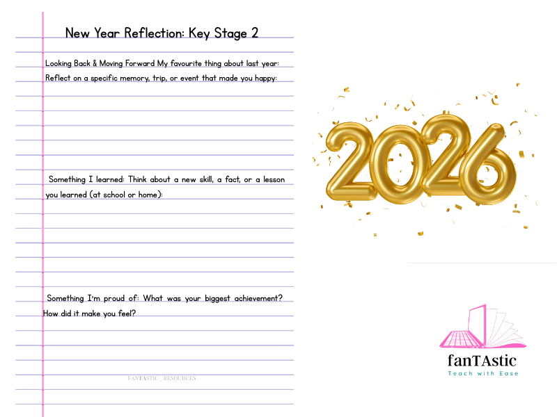 FREE New Year Reflection | Key Stage 2 Written Reflection Worksheet