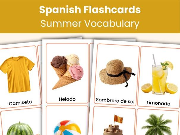 Spanish Summer Vocabulary Flashcards | Real Photo Cards | Printable Learning Resource