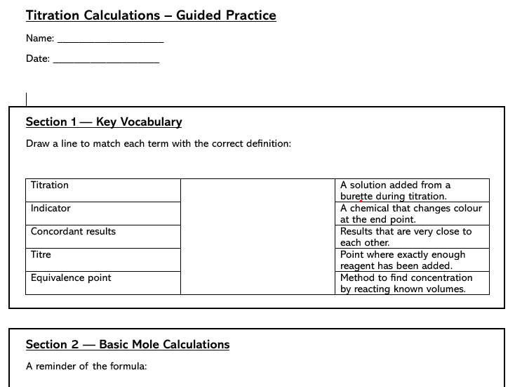 GCSE Titration calculations guided practice