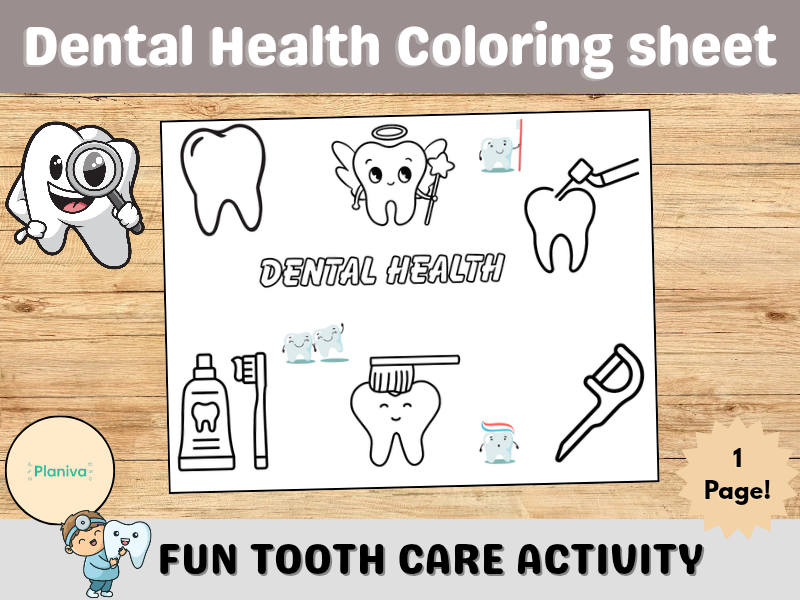 Dental Health Coloring sheet | Fun Tooth Care Activity for Kids | Dental Health Month