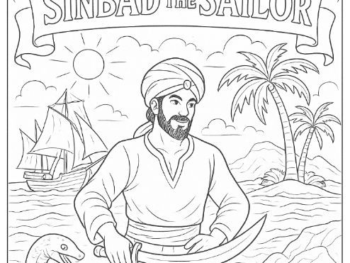 Sinbad the Sailor Colouring Sheet - Golden Age of Islam