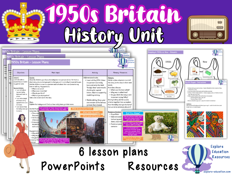 KS1 1950s Britain History Topic – 6 Outstanding Lessons