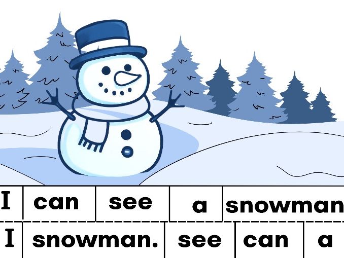 I Can See a Snowman – Sentence Building Activity (2 Differentiated Sheets)