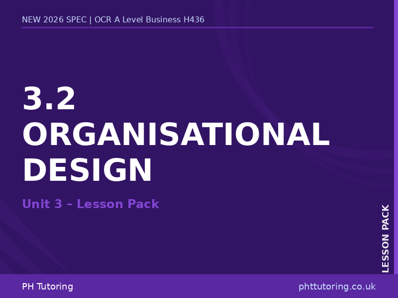 NEW 2026 OCR A Level Business H436 – 3.2 Organisational Design – LESSON PACK
