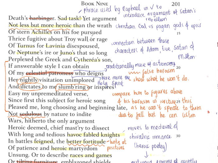 A Level OCR Paper 1 Paradise Lost Annotations