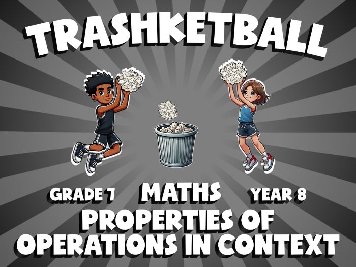 Properties of Operations in Context TRASHKETBALL Maths Game | No-Prep Year 8 Review Activity
