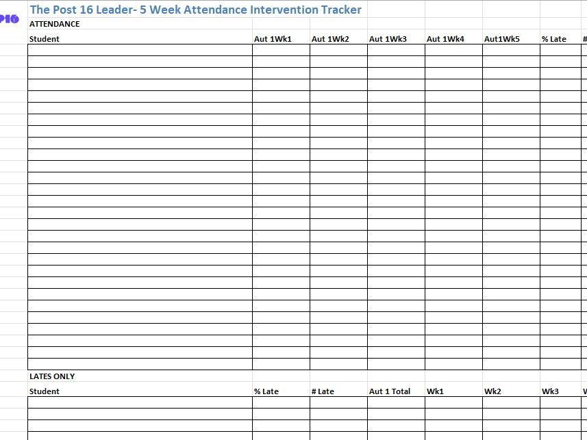 5-Week Post-16 Attendance Tracker