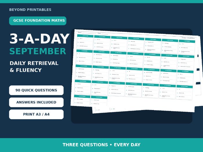 GCSE Foundation One-Mark Skills 3-a-Day September | Daily Retrieval | Answers