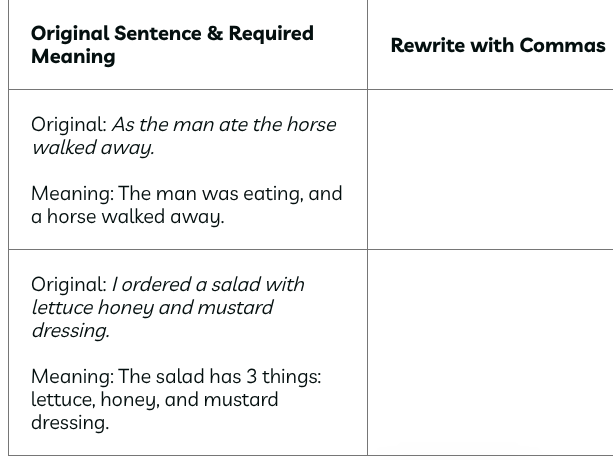 SAT revision - Commas