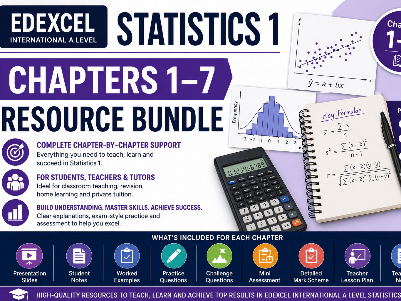 Full Pearson Edexcel Statistics 1 (S1) International A Level Maths Resource Bundle | Chapters 1–7