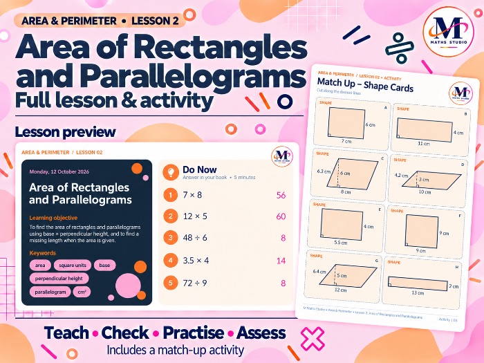 Area of Rectangles & Parallelograms | Lesson & Activity