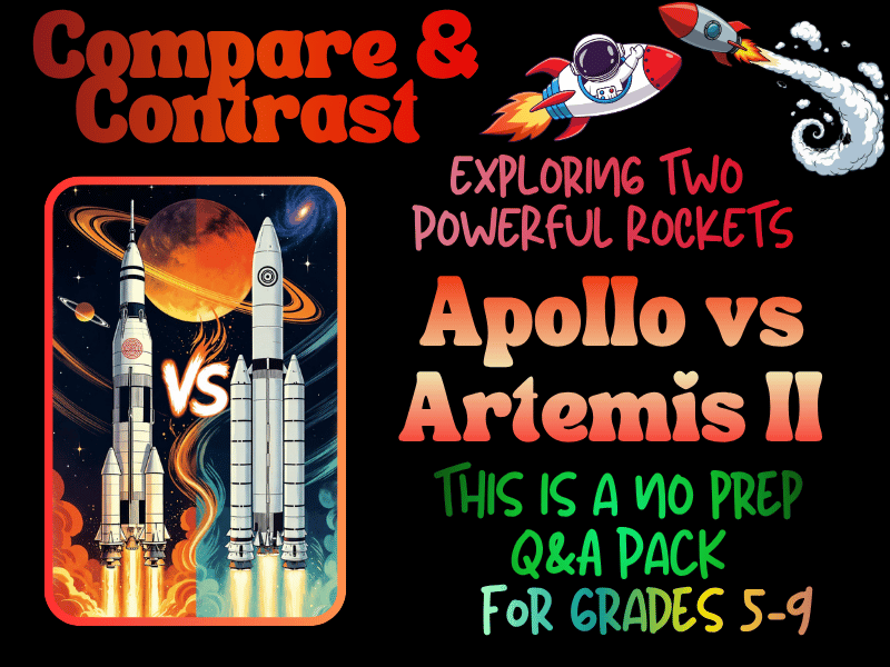 Apollo Saturn V vs Artemis II SLS Rocket Compare & Contrast Worksheets | NO PREP
