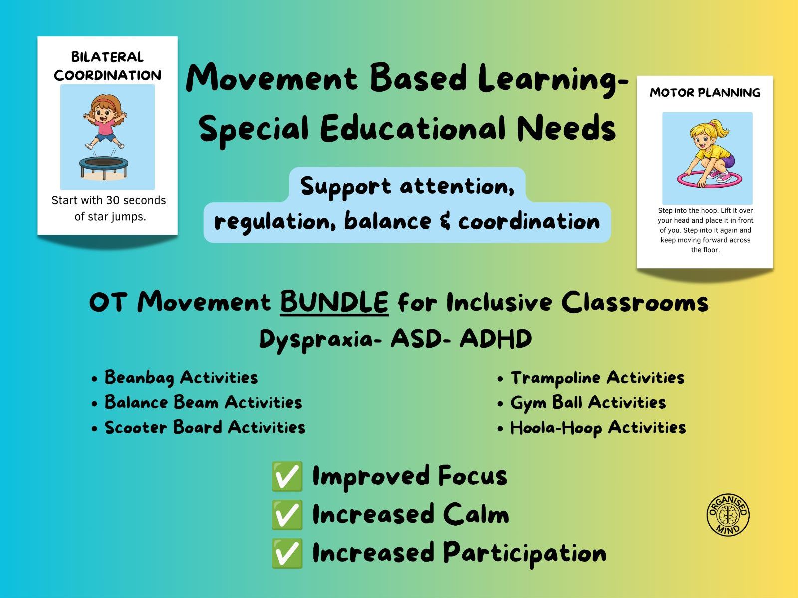 Movement Based Learning BUNDLE- OT activities for calm & focus