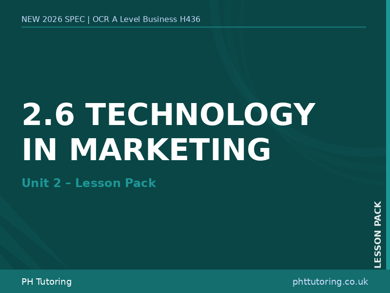 NEW 2026 OCR A Level Business H436 – 2.6 Technology in Marketing -LESSON PACK