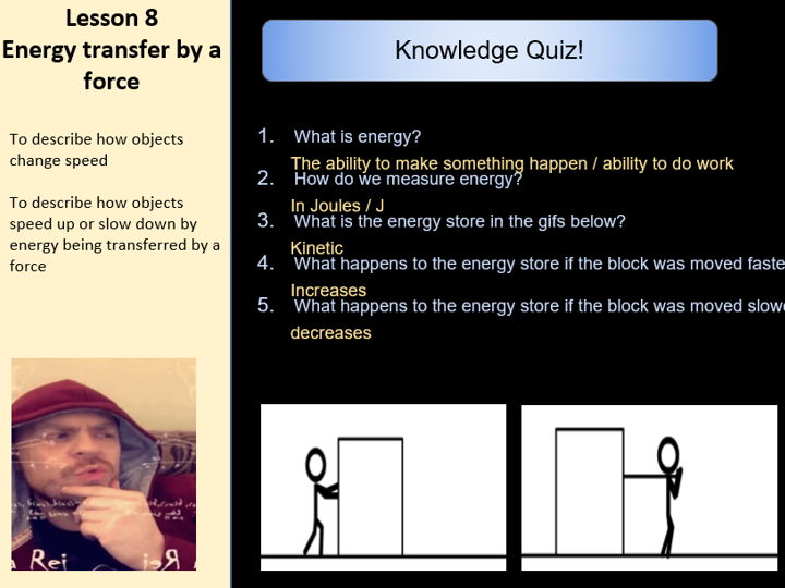 Springboard KS3 Y7 P1 Energy Lesson 9 Transfer by Force